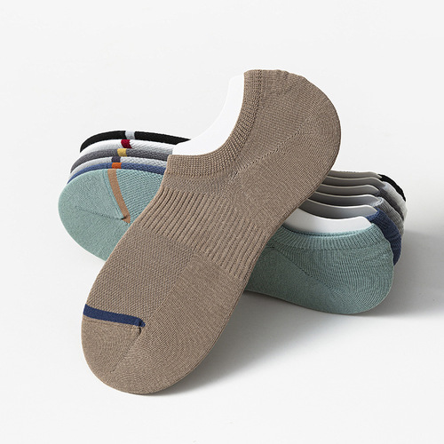 Socks for men in spring and summer, boneless shallow mouth men's socks, waist mesh sports short-tube men's boat socks, sweat-absorbent thin cotton socks