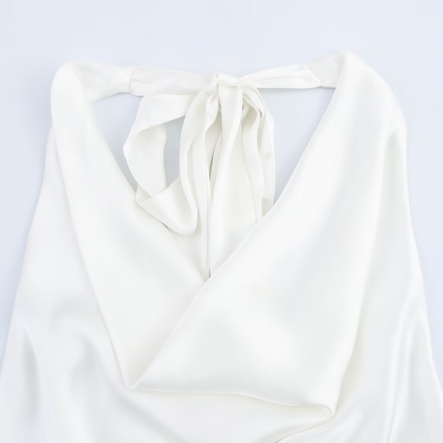 Women's Sexy Backless Bow Halter Neck Satin Top Summer New_ecoleips.com