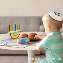 跨境光明节烛台可拆卸蜡烛摆件彩虹树形烛台氛围 装饰品摆件