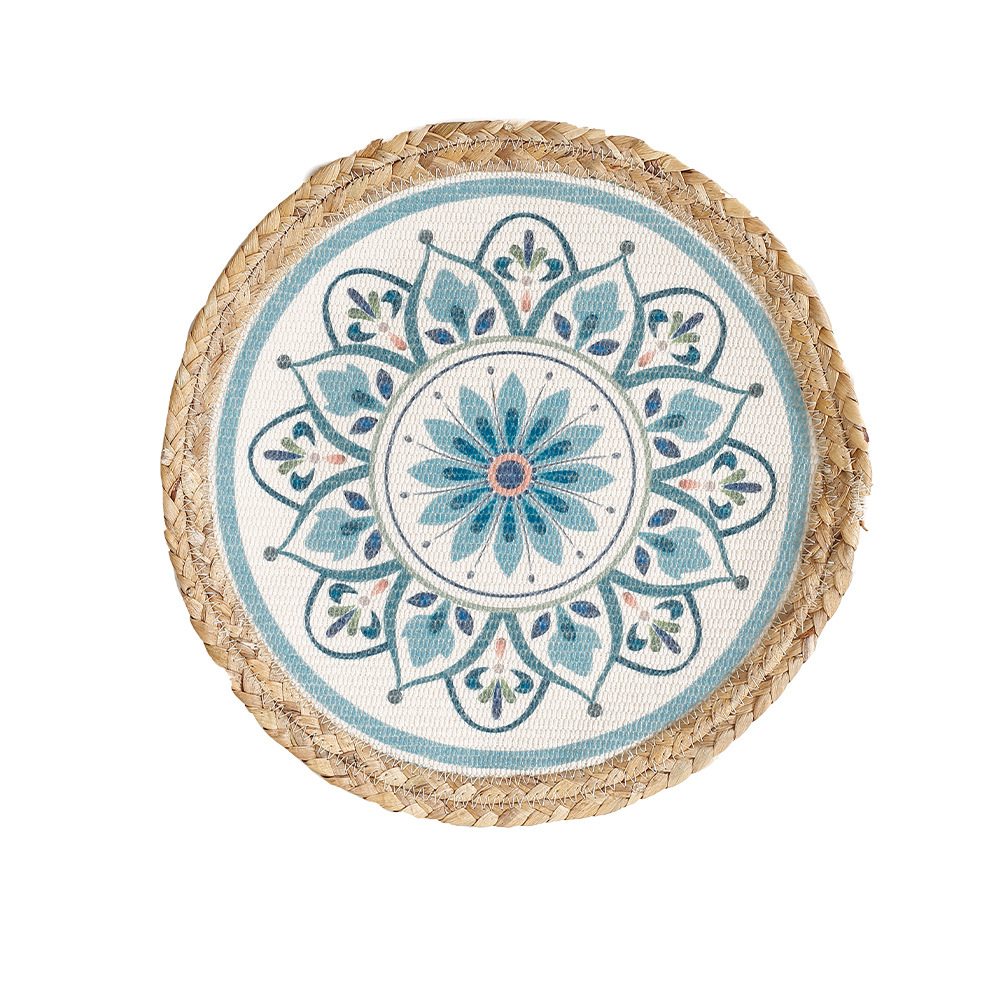 Otoño nuevo colorido impreso ronda Western placemat algodón hilo tejido agua hierba costura luz lujo al aire libre ronda placemat