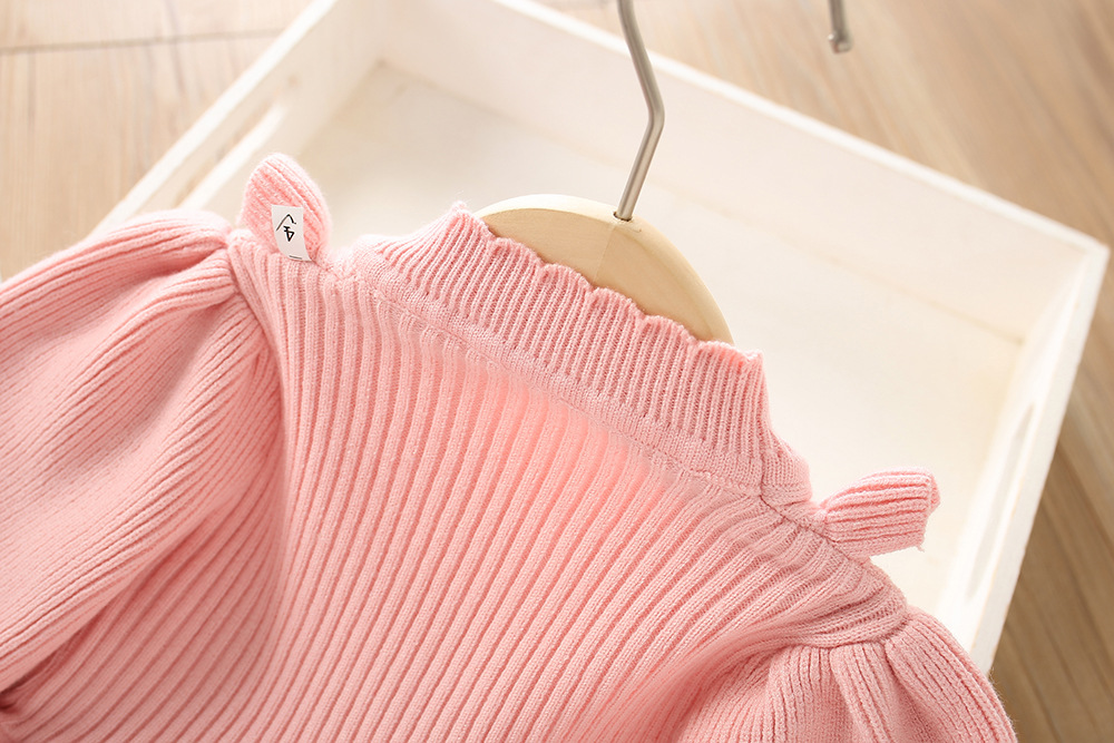 Girls Knitted Dress Autumn Winter Solid Colour Long Sleeve Style_voghion.com