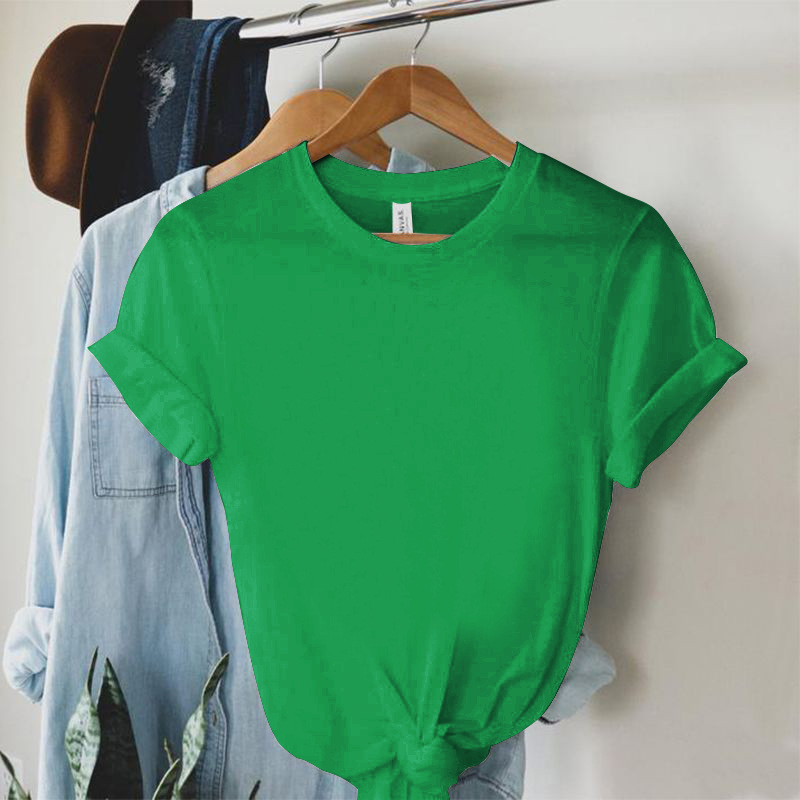 154g Weight Short Sleeve Sleeve Length Regular Sleeve Sleeve Type Polyester Fabric Type Regular Top Length T-shirt Tops Type Holiday, Daily Occasion Round Neck Neckline Regular Fit Fit Type Solid Color Pattern Summer Season Women's Gender Printing Design Simple Style Style Wholesale Women's Simple Style Solid Color Short Sleeve Printing T-Shirts 4