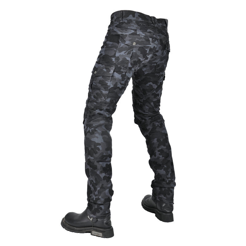 VOLERO Volum Gong motocicleta pantalones vaqueros de la motocicleta de la vendimia de camuflaje multi-Bolsa de ropa de trabajo pantalones anti-caída