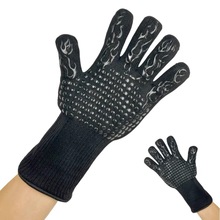 耐高温手套烧烤800度阻燃防烫厨房烤箱微波炉硅胶隔热手套BBQ芳纶