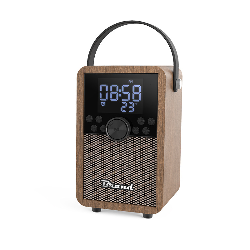 Transfronterizo de madera Altavoz Bluetooth audio nuevo reloj portátil altavoz TF tarjeta Radio Retro Bluetooth audio