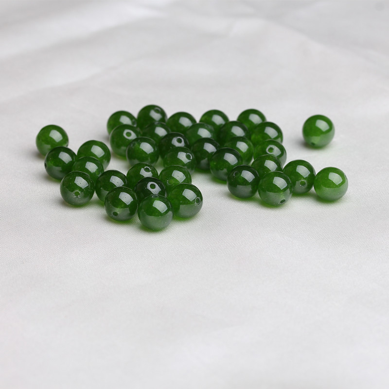 Taiwan jasper loose beads and Tian jade spinach green jade jade round beads DIY bracelet necklace semi-finished