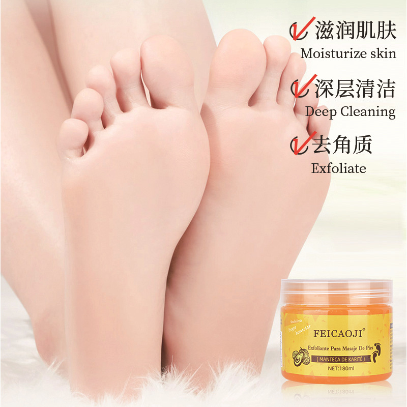 Exfoliante de pies de karité, gel hidratante para exfoliar la piel muerta, cuerpo, rugosidad para exfoliar los pies