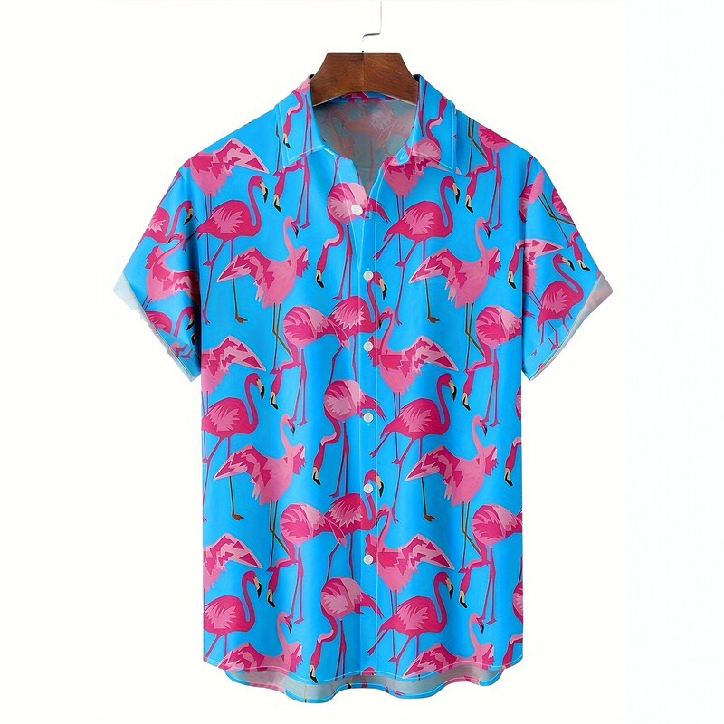 Popular Foreign Trade Item: Blue Flamingo Men's Casual Short-Sleeve Shirt, Large Size, Amazon Source, One-Piece Dropshipping Available Popular Foreign Trade Item: Blue Flamingo Men's Casual Short-Sleeve Shirt, Large Size, Amazon Source, One-Piece Dropshipping Available