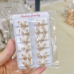 跨境耳扣合金水钻耳环单排圆圈镶钻耳饰女耳包耳圈耳骨镀金耳钉