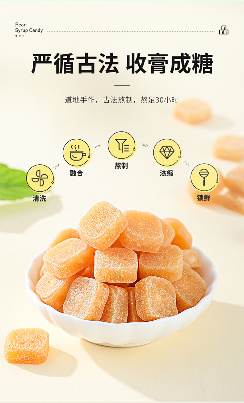 Pear Paste Candy with Mint 250g Jar Ready to Eat Office Snack specifications