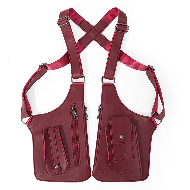 外国貿易向けメンズベスト、レトロなストラップ付き脇下多機能ショルダーバッグ、レディースアウトドア両肩掛けハンドバッグ、斜め掛けバッグ