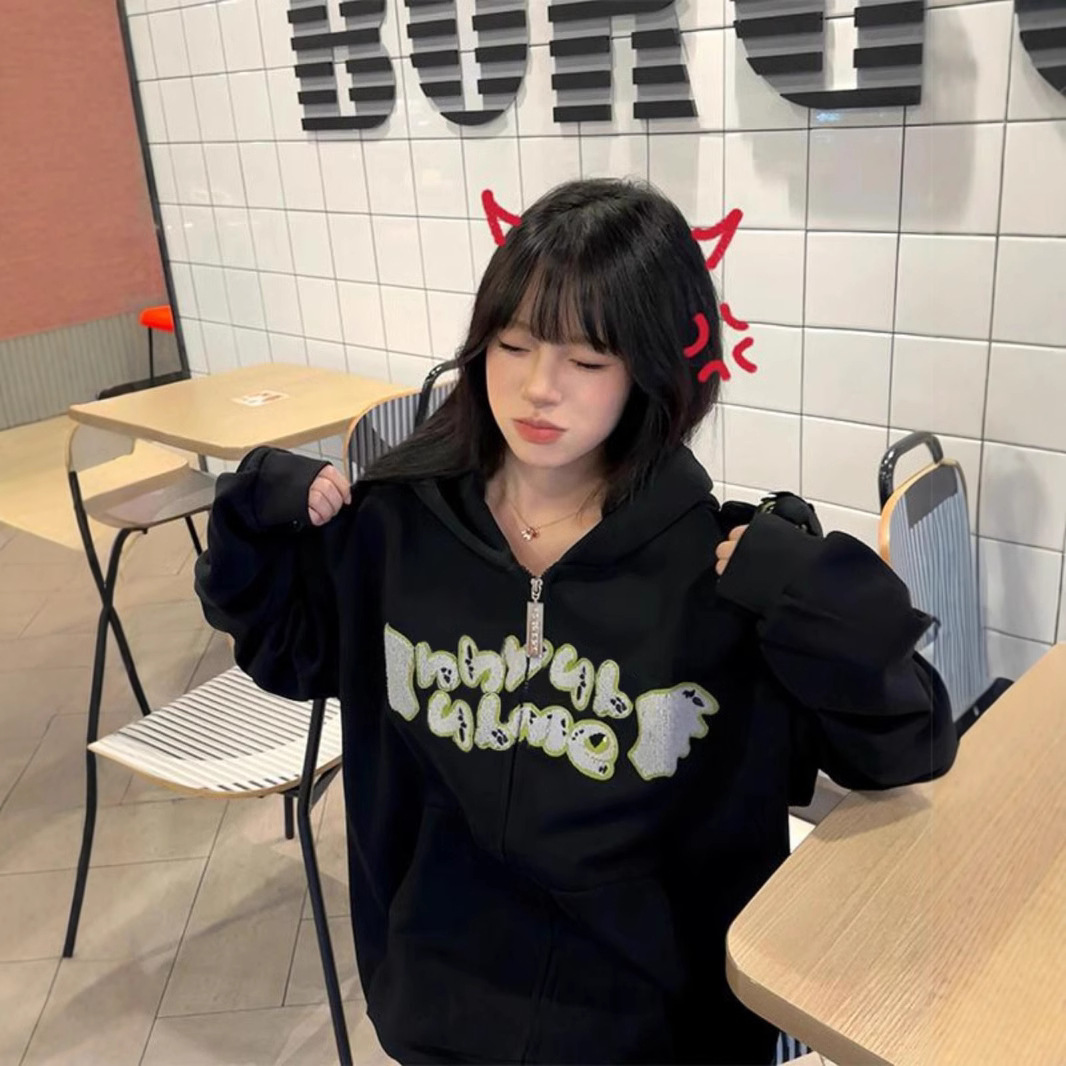 3 차원 치과없는 귀여운 후드 카디건 스웨터 여성의 봄 가을과 겨울 디자인 센스 칼리지 캐주얼 올 매치 재킷