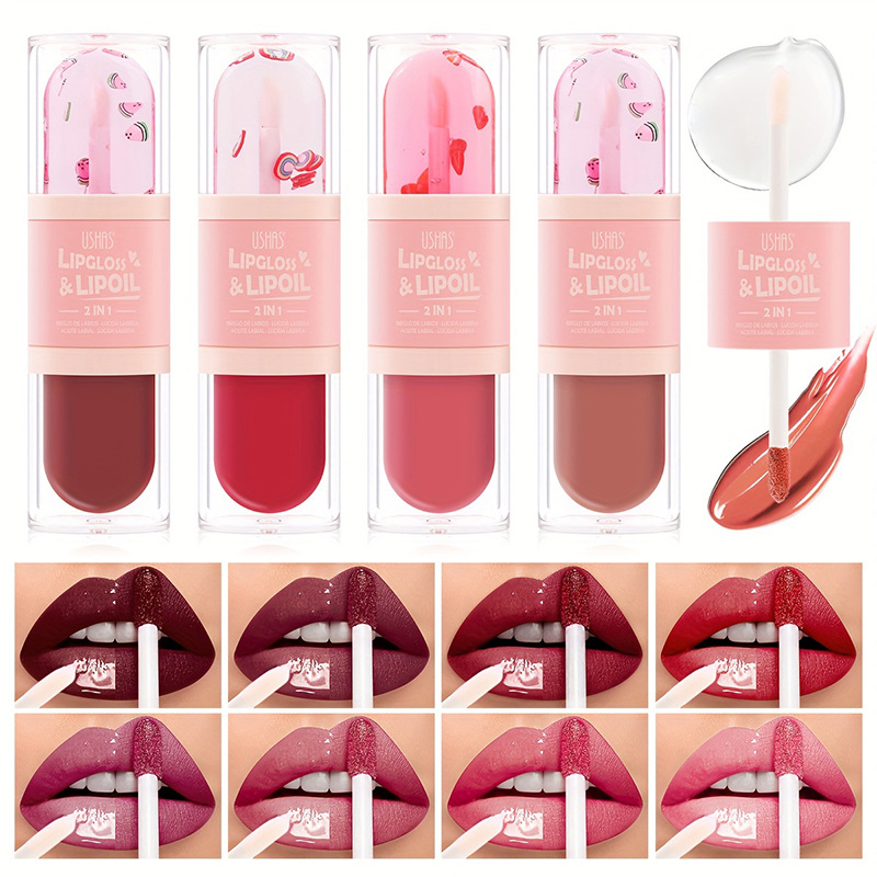 (Caja de presentación) USHAS European and American Cross-border spot brillo de labios aceite de labios hidratante de larga duración 24 cajas