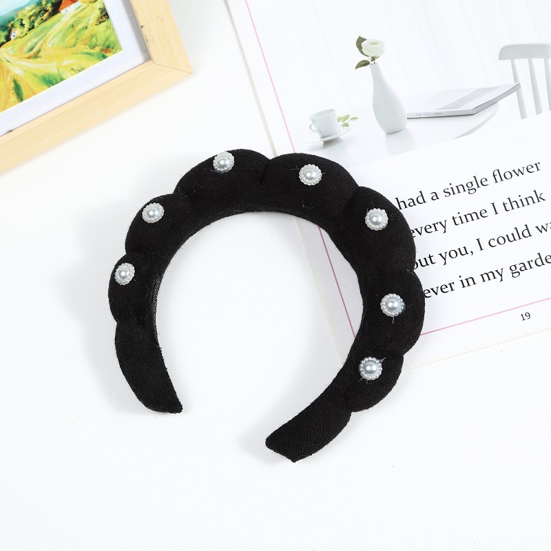 트위스트 진주 머리띠-검정 (17*17*4cm 56g)