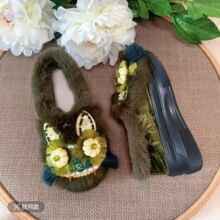 原创手工虎头鞋女成人国风绣花鞋软底舒适单鞋新中式老北京棉鞋