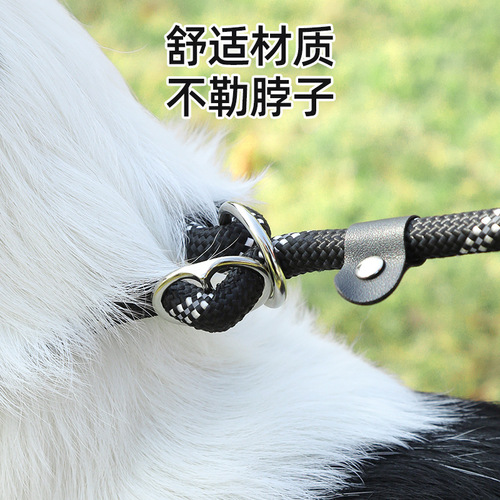 Manufacturer wholesale collar chain pet dog walking rope integrated reflective rope explosion-proof shock harness non-chafing hand traction rope