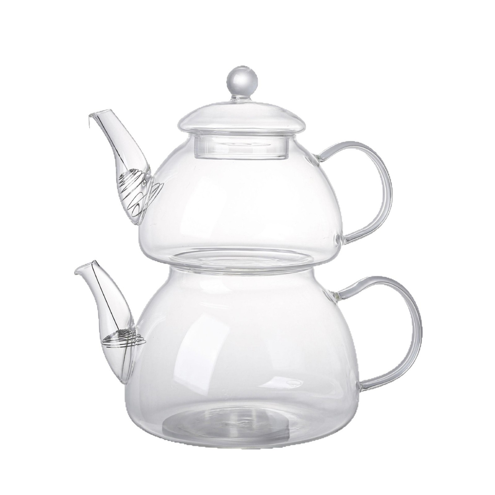 Tetera de borosilicato alto con infusor, tetera de vidrio resistente al calor, separación de té y agua, venta al por mayor para el hogar, diseño simple.