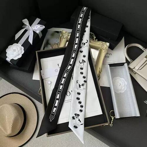 Black and White Small Dog Scarf, New Arrival, Long and Cute, Versatile, Hair Tie, Fabric Bow, Necklace, Collar Scarf, Decorative