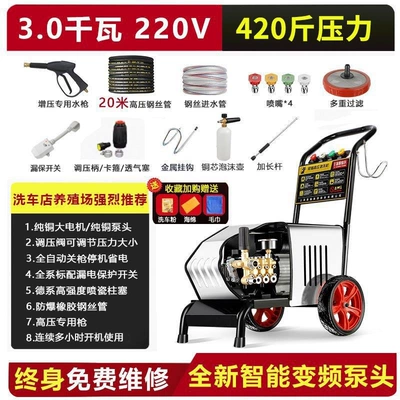 Black Cat Pressure Car Washing Machine Commercial 220V High-Power Water Gun Cleaning Machine for Car Wash Shops and Industrial Farms (Car washing machine) - duoduo-straight-hair-black-cat-9999w-30kw220v-210kg-pressure-20m