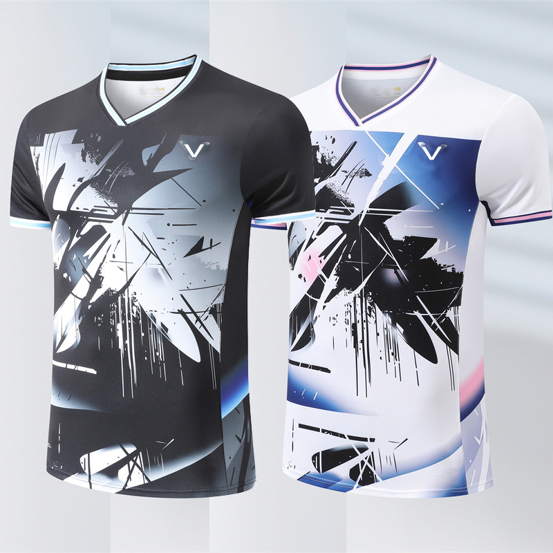 New Badminton Clothing Short-Sleeved Men's and Women's Short-Sleeved Tennis Clothing Volleyball Training Clothing Summer Kidsren's Competition Clothing Quick-Drying 3929