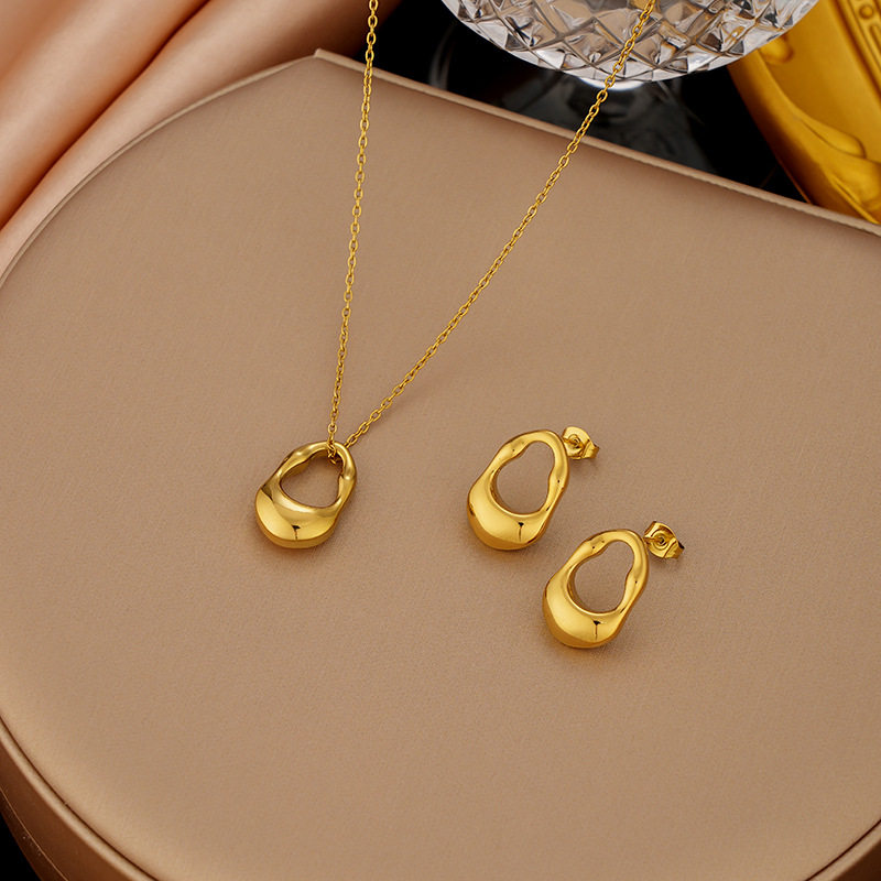 Juego de joyería de acero de titanio 2023 – collar, aretes, de alta gama, venta al por mayor