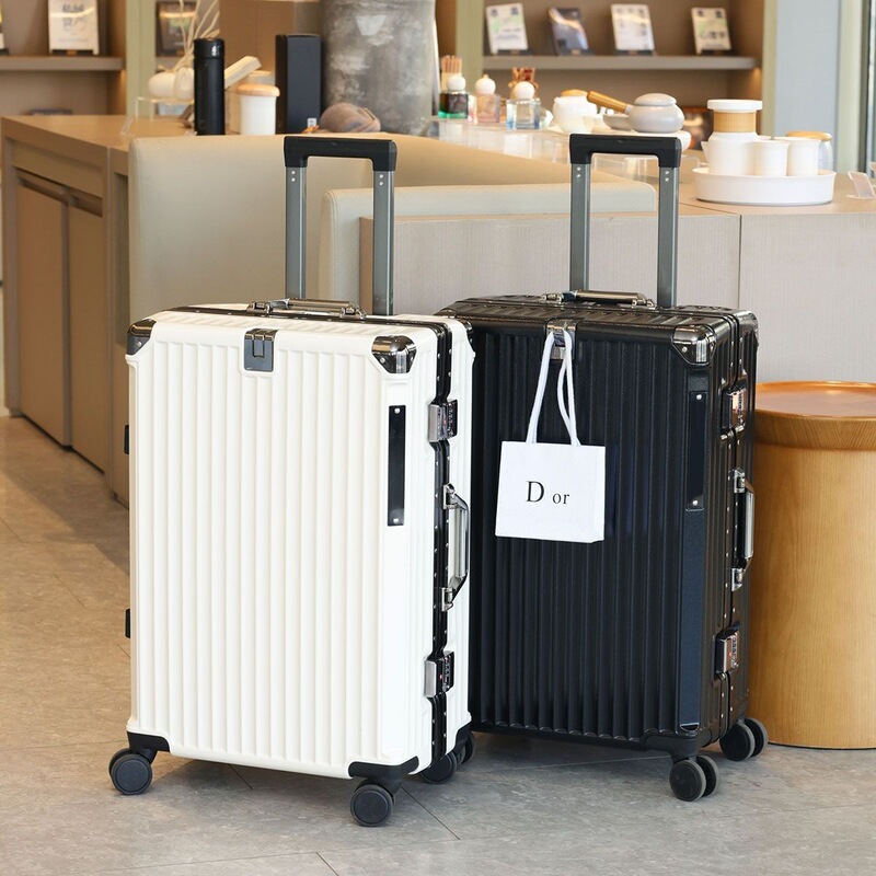 New Large-Capacity Suitcase 24-Inch Aluminum Frame Trolley Case with Universal Wheels, Stylish and Silent 20inch Student Travel Suitcase