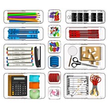 跨境专供伸缩抽屉内收纳盒套装透明多功能餐具文具化妆品分类小盒