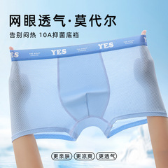 青少年莫代尔内裤薄款透气网孔发育期平裤初中高中生男孩抗菌底裤