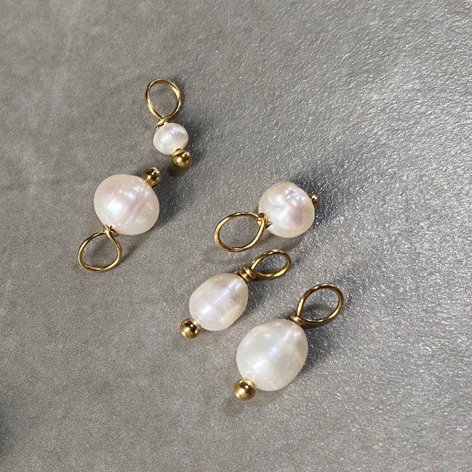 14K Gold, Real Gold Plated Plating Material Freshwater Pearl Inlay Material 5 PCS/Package Quantity 1 Set Stainless Steel Freshwater Pearl PVD Coated 14K Gold Rose Real Plated Solid Color Polished Pendant DIY Jewelry Accessories