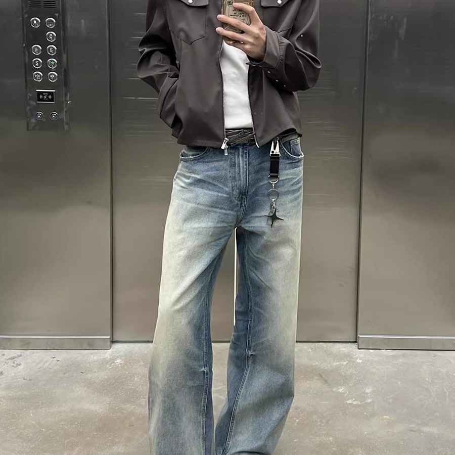 跨境JTFS TBR 牛王系列05 A字版型水洗蓝直筒宽松cleanfit牛仔裤