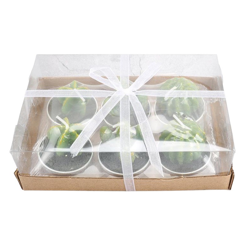 Fábrica al por mayor Shengkun suculenta cactus vela 6 piezas cumpleaños diseño artesanía vela en forma de flor vela