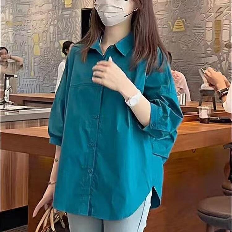Mid-Sleeve Plus Size Shirt, Loose Spring & Fall New Style, Fashionable and Versatile Design, Slimming Casual Shirt for Small and Fat People