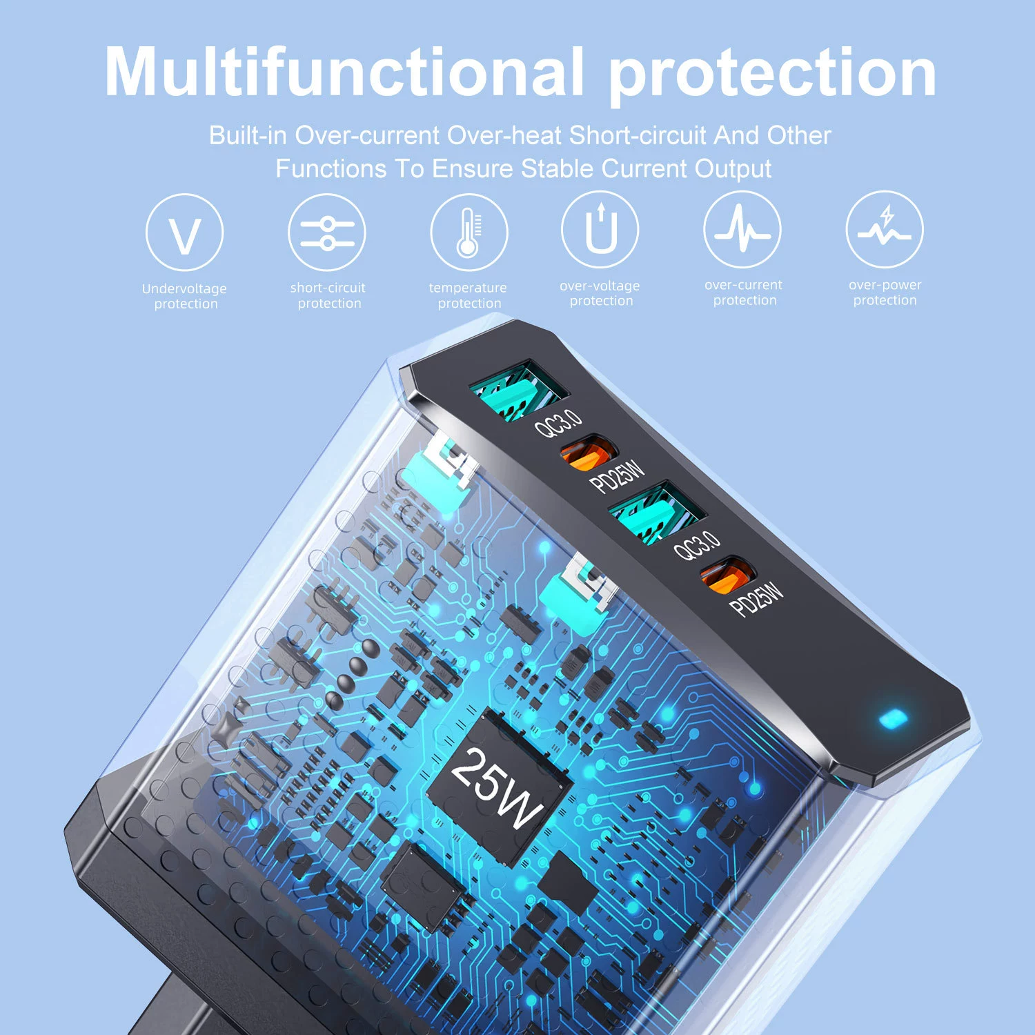 USLION 100W 2USB+2PD зарядное устройство для мобильного телефона планшета