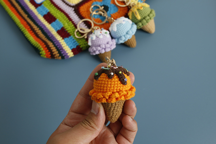 yarn Material 1 Piece Cute Ice Cream Yarn Knitting Women's Keychain