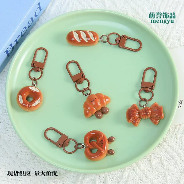 Simulated Alkaline Bread Series Keychain DIY Resin Bead Pendant Material Versatile Bag Accessory Wholesale