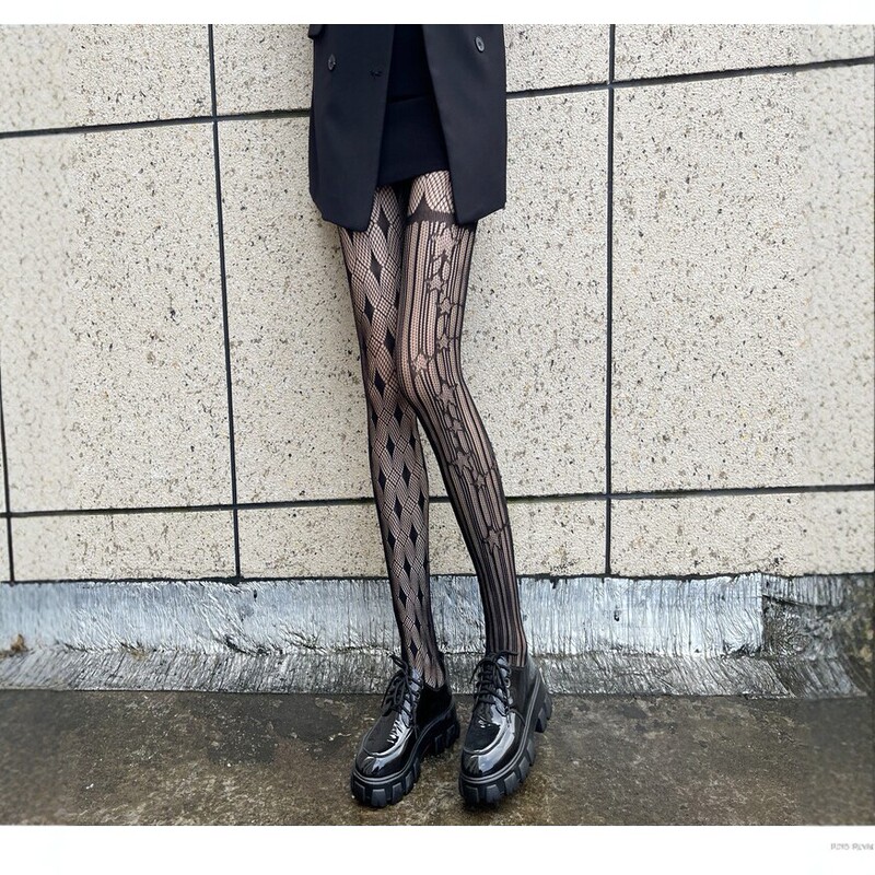 Fishnet Stockings for Women, Spring and Summer Hollow-Out Design, Sexy Slim-Fit Leg-Enhancing Pantyhose, Trendy Black Jacquard Leggings Fishnet Stockings for Women, Spring and Summer Hollow-Out Design, Sexy Slim-Fit Leg-Enhancing Pantyhose, Trendy Black Jacquard Leggings