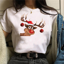 Christmas T shirt ʥ����ƷŮ�ɰ���¹ӡ��ʱ�ж�������T������