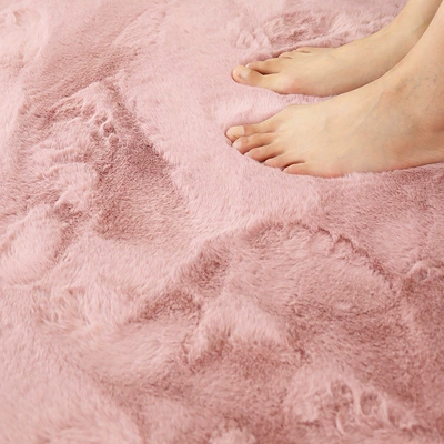Car Carpet for Bedroom, Large Area Bedside - leather-pink-2cm-imitation-rabbit-fur-5080cm
