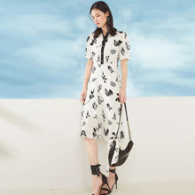 一手货源【佳人苑】品牌专柜撤柜！时尚花纹泡泡袖短袖连衣裙25夏