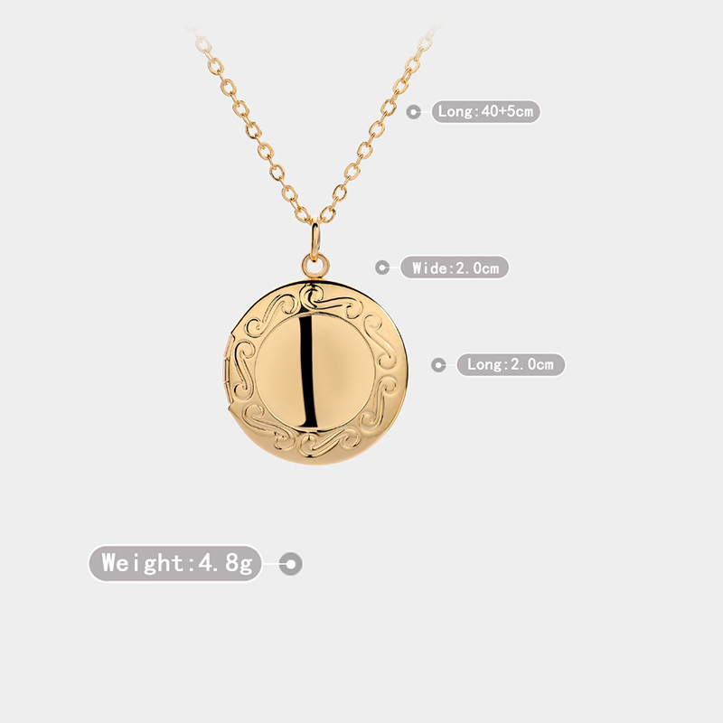 Titanium Steel, Copper Material Round Pattern Unisex Gender Titanium Steel Copper 18K Gold Plated White Gold Plated Plating Round Locket Necklace