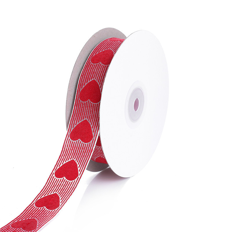 Transfronterizo nuevo impresión rojo amor cinta de nieve para el cabello tira flotante para artículos de boda regalos embalaje cinta 20 metros