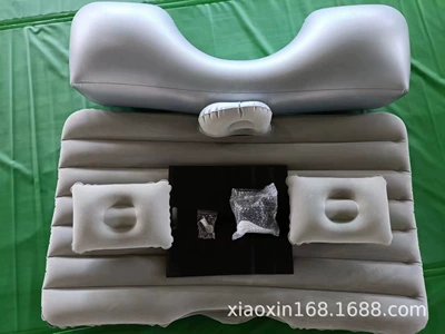 Back Seat – Vehicle-mounted inflatable bed - thickened-small-side-rail-straight-stripe-long-pier-gray-double-pillow-electric-pump
