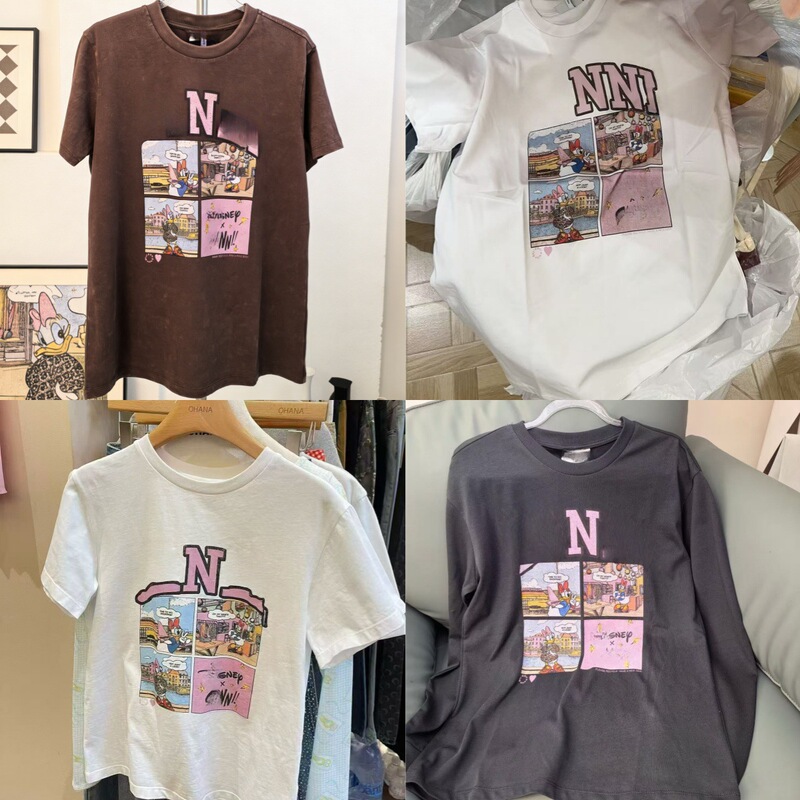 26 New Models of Donald Duck Collaboration Vintage Short-Sleeve T-Shirts, Cartoon Long-Sleeve T-Shirts, Pure Cotton Casual Versatile Tops for Women 26 New Models of Donald Duck Collaboration Vintage Short-Sleeve T-Shirts, Cartoon Long-Sleeve T-Shirts, Pure Cotton Casual Versatile Tops for Women
