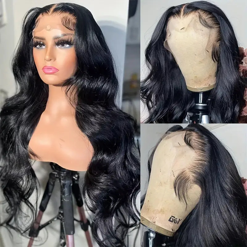 Pelucca de encaje frontal para mujeres con ondas largas rizadas, pelucca de encaje frontal natural, pelucca de encaje frontal