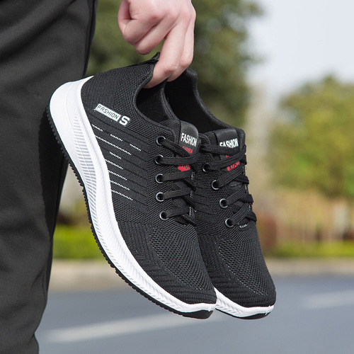 Spring Trend Men's Shoes Comfortable Breathable Mesh Shoes Flat Comfortable Sports Shoes Lightweight Wear-Resistant Outdoor Running Shoes