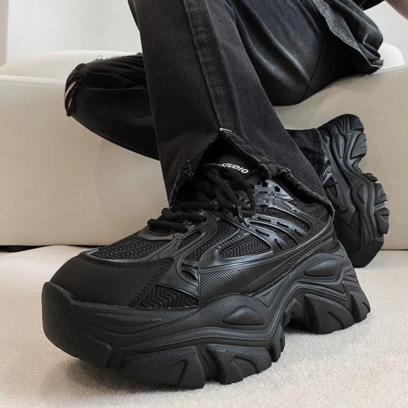7cm Height Increasing Black Warrior High Street Dad Shoes for Men and Women, New Spring/Summer Hairstylist Lightweight Casual Shoes