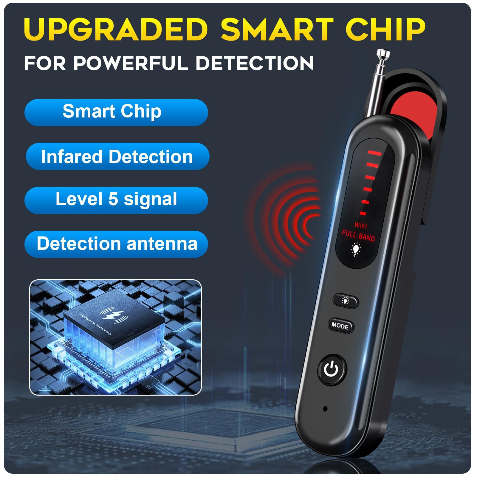 Detector de cámaras T01, detector para hoteles, antiespionaje, antiespionaje por microfones ocultos, antivigilancia, sensor inteligente, detector infrarrojo