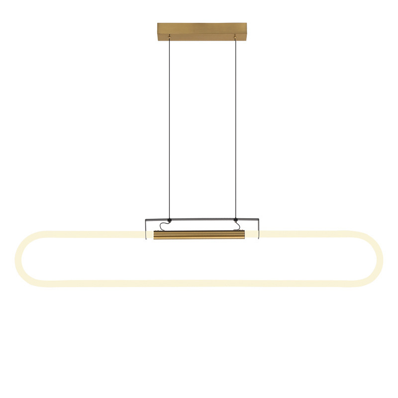 Personalidad del restaurante creativo nórdico tema lujoso simple lámpara de candelabrada de comedor viento geometría larga lámpara de restaurante ligera