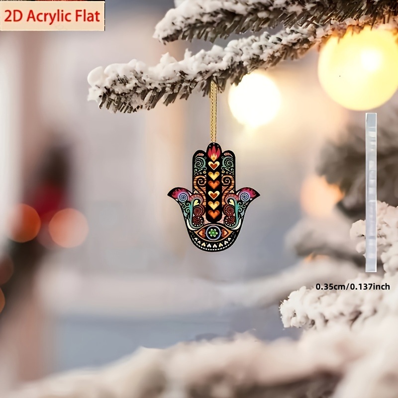 Adornos de mano acrílicos 2D Hamsa, una pieza-Colgante de palma creativo 2D decorativo image 4
