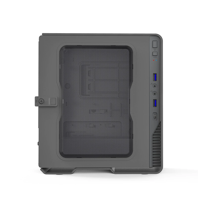 Gamemax Lingyue AI чёрный, корпус для дома и офиса ITX, алюминиевая панель, комплект с блоком питания, типовой